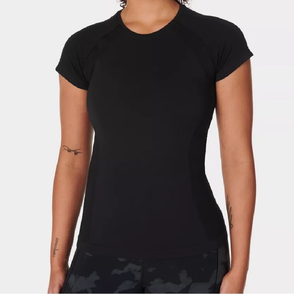 Sweaty Betty Athlete Seamless Workout Tee Black Size EXTRA SMALL - Picture 1 of 7
